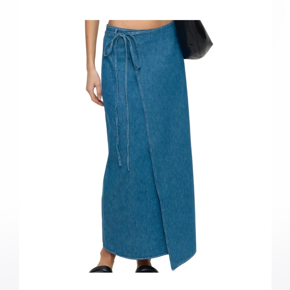 Closed Wrap Denim Maxi Skirt